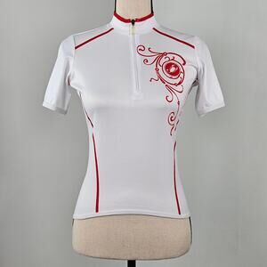 Castelli Women's Cycling Quarter-Zip Jersey Short Sleeve Red White | XS | FLAWS